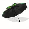 Stained Style Round Wall Art Decorative PanelUmbrellaPortable 3-Fold Compact Umbrella for Men & Women Gift