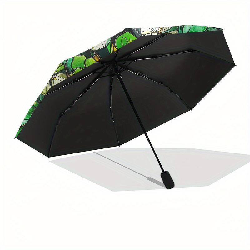 Stained Style Round Wall Art Decorative PanelUmbrellaPortable 3-Fold Compact Umbrella for Men & Women Gift