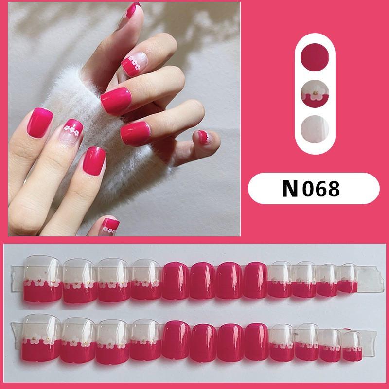 

Minimalist Gradient Rose Red Floral Removable Wearable False Nails