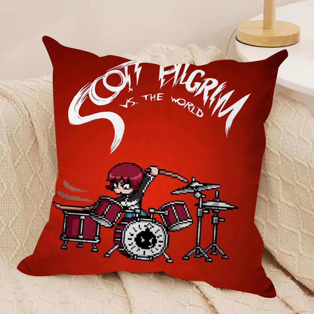 Cartoon SScott PPilgrim Cushion Cover Soft Plush Fabric DoubleSided Printed Sofa Cushion Cover for All Seasons Home DecorGift
