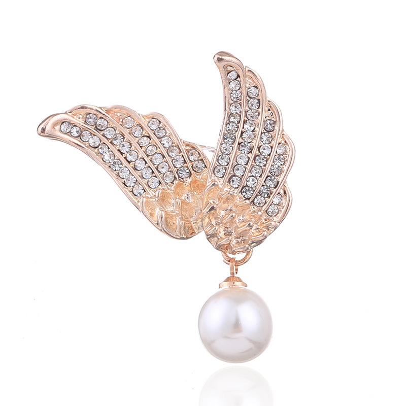 Broche Ailes d'Ange, Style Polyvalent, Broche Perle, Design Niche, Épingle Anti-éblouissement