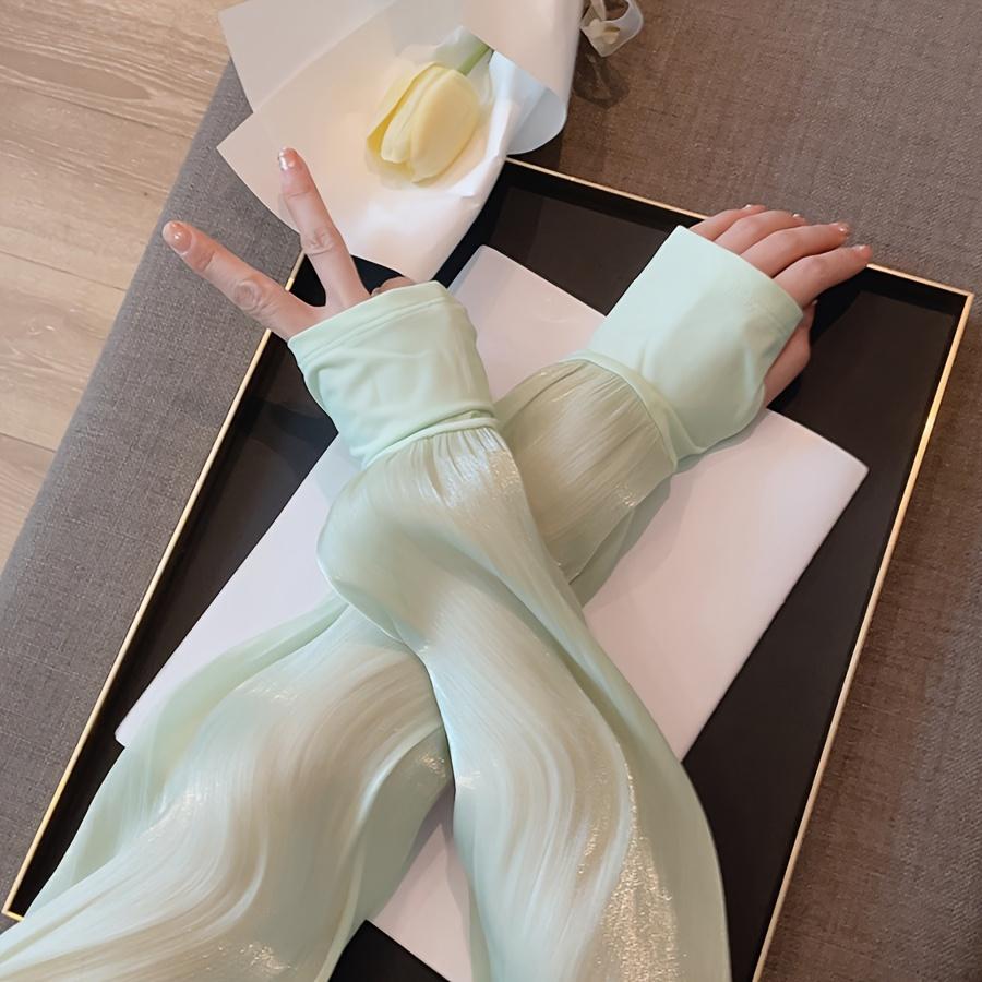 1 Pair of Summer Women's Spliced Arm Sleeves, Breathable and Loose Spliced Solid Color Arm Sleeves, Very Suitable for Driving