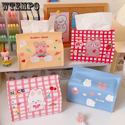 Cartoon Animals PU Tissue Box Towel Napkin Dispenser Storage Bag Paper Holder Cover Tissue Case