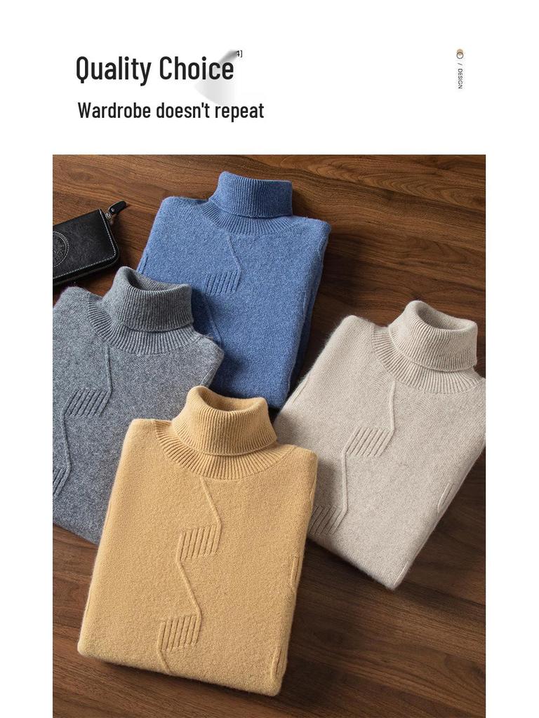 Versatile Men's Cashmere Sweater: Thick, Warm, Business & Casual Winter Wear