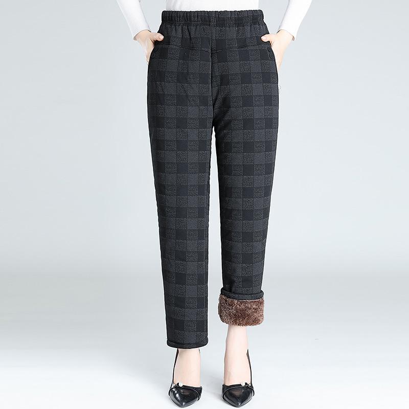 Women's Autumn Winter Plus Size Padded Thickened Pants Warm Comfortable Loose Trousers