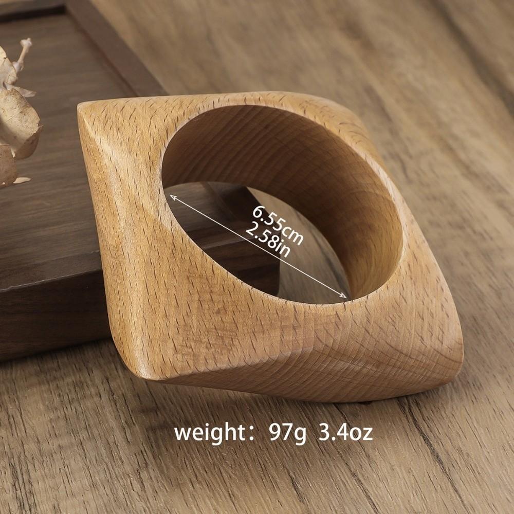 Square Wood Grain Bangle Geometric Burlywood Hand Ring Simple Wooden Bracelet  Daily