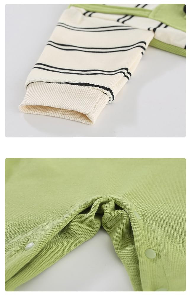 Baby koi Baby Boys Long Sleeve Layered Faux Layered Baby Prep Green Panda Size 6M Romper, Spring/Autumn Overalls-Style Coverall, Newborn, Coverall,