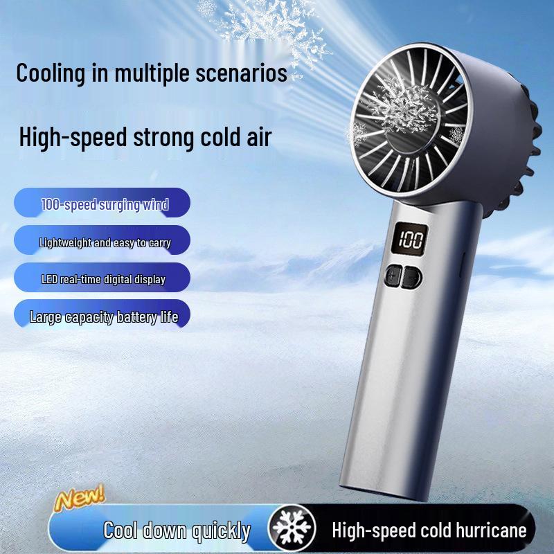 JK107 Portable Handheld Fan: 100-Speed, Ice Cool Air, Low Noise, Desktop & Outdoor Use, Long Battery Life Unspecified