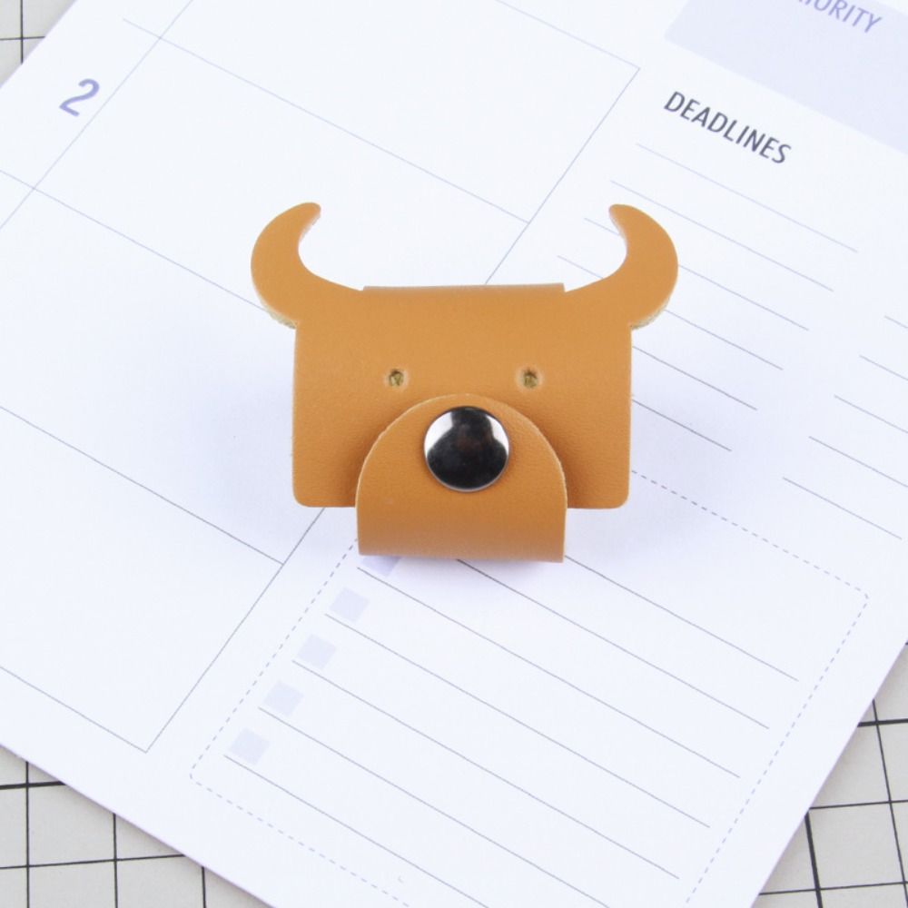 Organizador de Fio de Fone de Ouvido Animal Fofo Couro Enrolador de Cabo Protetor Anti-Perda Clipe Urso/Boi Desenho Animado
