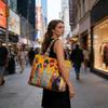 Vintage Quilted Tote Bag 3D Printed Patterns Large Capacity Travel Handbag Lightweight Cotton Shopping Bag Women Accessory