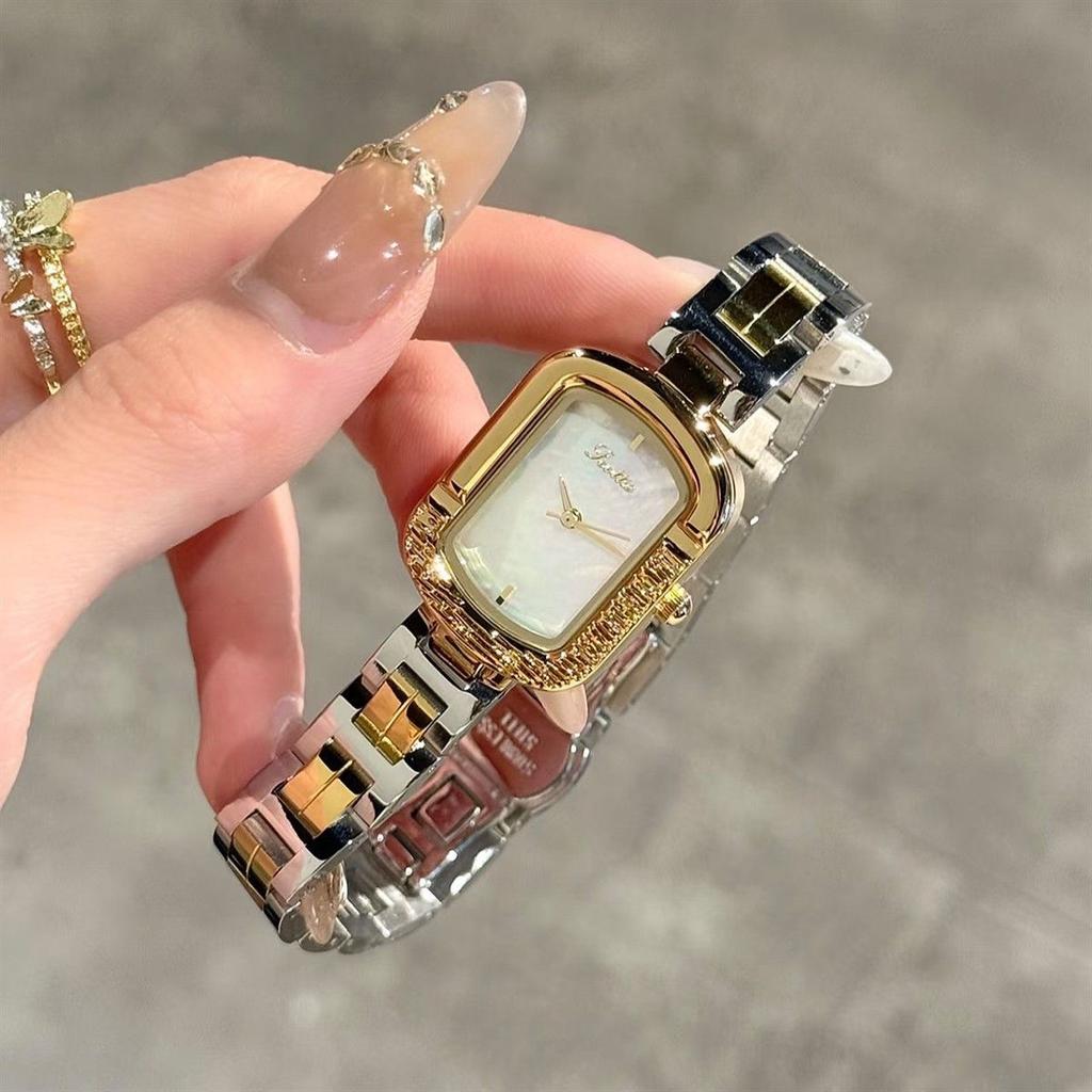 High-end Square Watch New Luxury Unusual Asymmetrical Frame Women's Gold Stainless Steel Quartz Watch Women's Gift