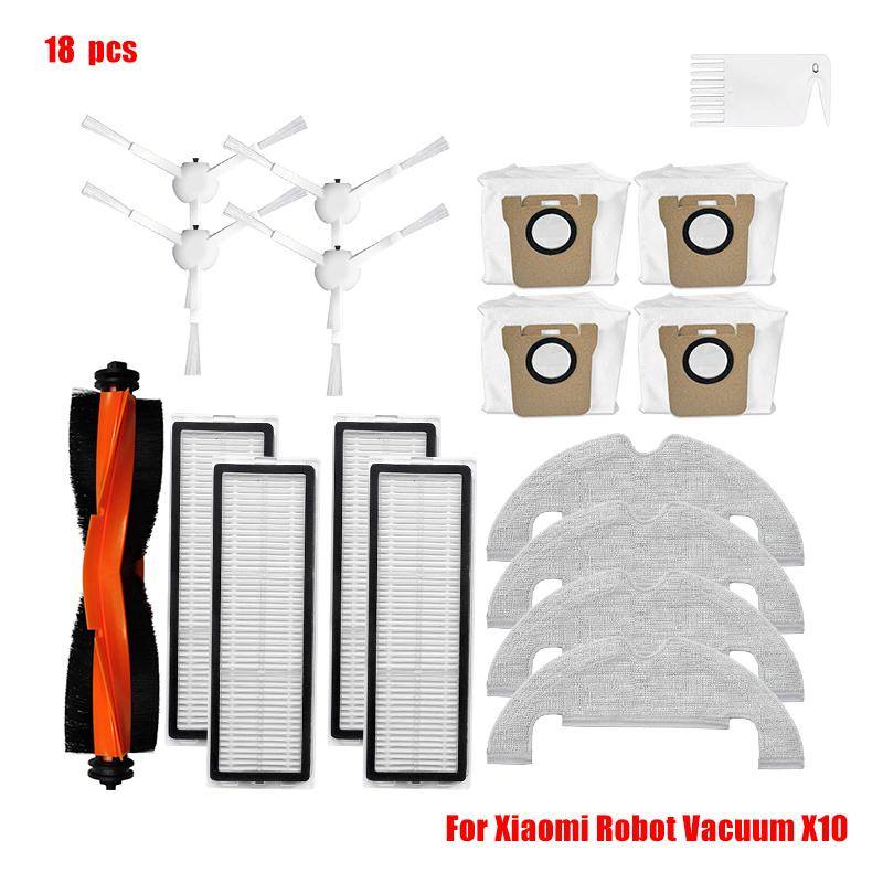 Main Side Brush Hepa Filter Mop Cloth Dust Bag For Xiaomi Robot Vacuum X10 Robot Vacuum Cleaner Parts Replacement Accessories