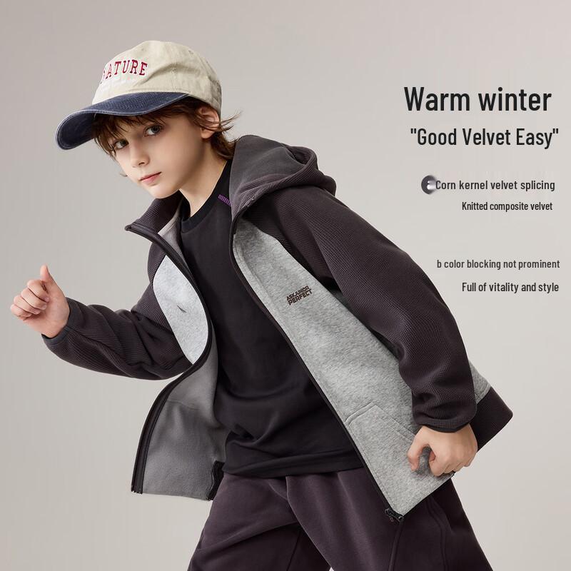 ASK JUNIOR Boys  Color-Block Fleece Hooded Jacket 110