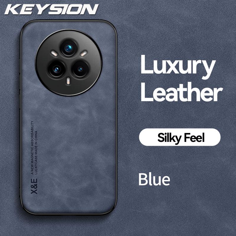 

KEYSION Роскошный ретро чехол из искусственной кожи для Realme 14 Pro 5G Мягкий силиконовый + противоударный чехол для телефона из ПК для OPPO Realme 14 Pro+5G for Realme 14 Pro+ 5G синий