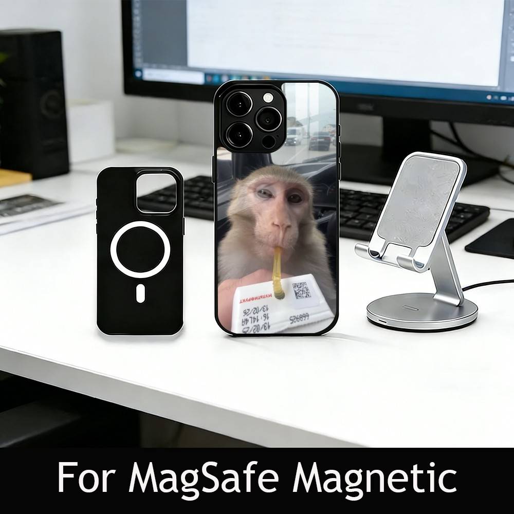

C-Cute F-Funny Monkey Phone Case For iPhone17,16,15,14,13,12,11 Plus,Pro Magnetic with Magsafe Wireless Charging iPhone15PRO