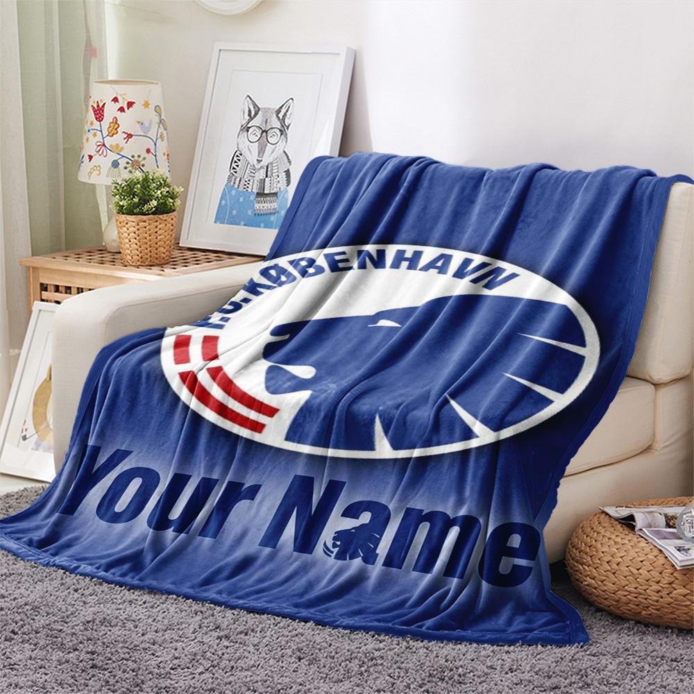 1PC Blue Claw Emblem Custom Name Patterned Flannel Blanket Suitable For All Seasons For Home Decor Warmth And Comfort Gifts Holiday Present