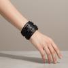 Armlet Double-Row Belt Design Bangle Wrist Jewelry Geometric Dual-Strap Leather Bracelet Euro-American Style Solid Color