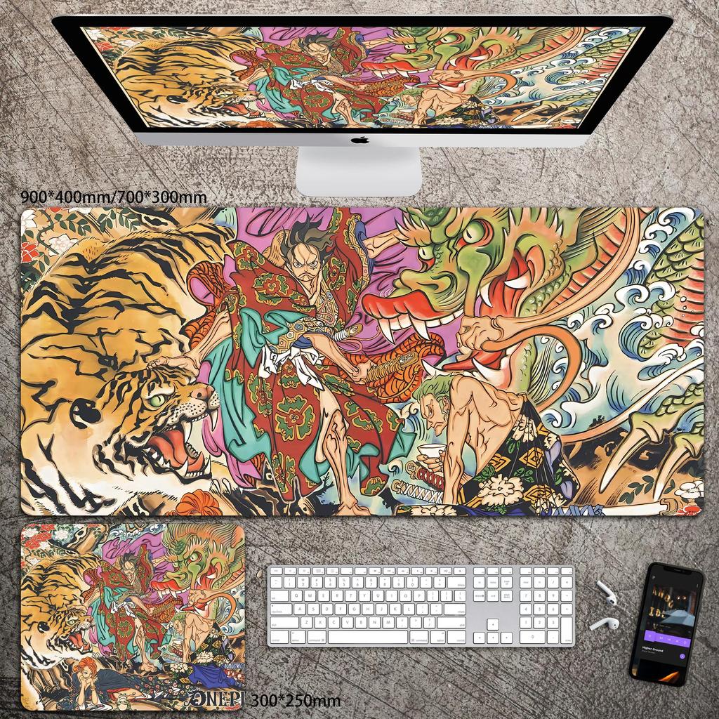 High Definition ONE PIECE Leather Mouse Pad Oversized Boys Animation E-sports Game Keyboard Pad Luffy Computer Desk Pad Non-slip Waterproof Mouse Pad