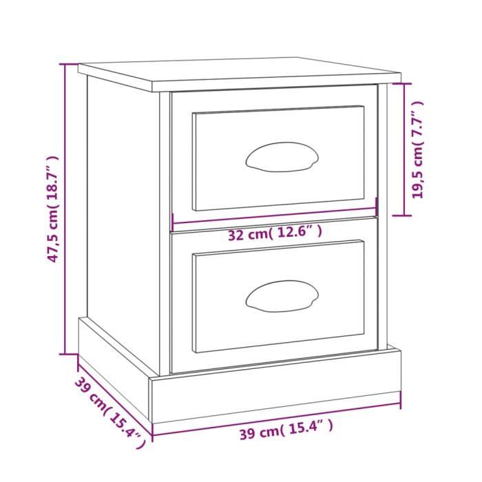 VidaXL Table de chevet chêne sonoma 39x39x47,5 cm bois d'ingénierie 816150
