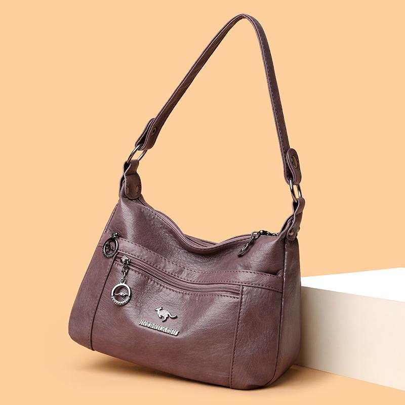 Weiche Leder Kleine Quadratische Tasche Große Kapazität Damen Schultertasche Umhängetasche