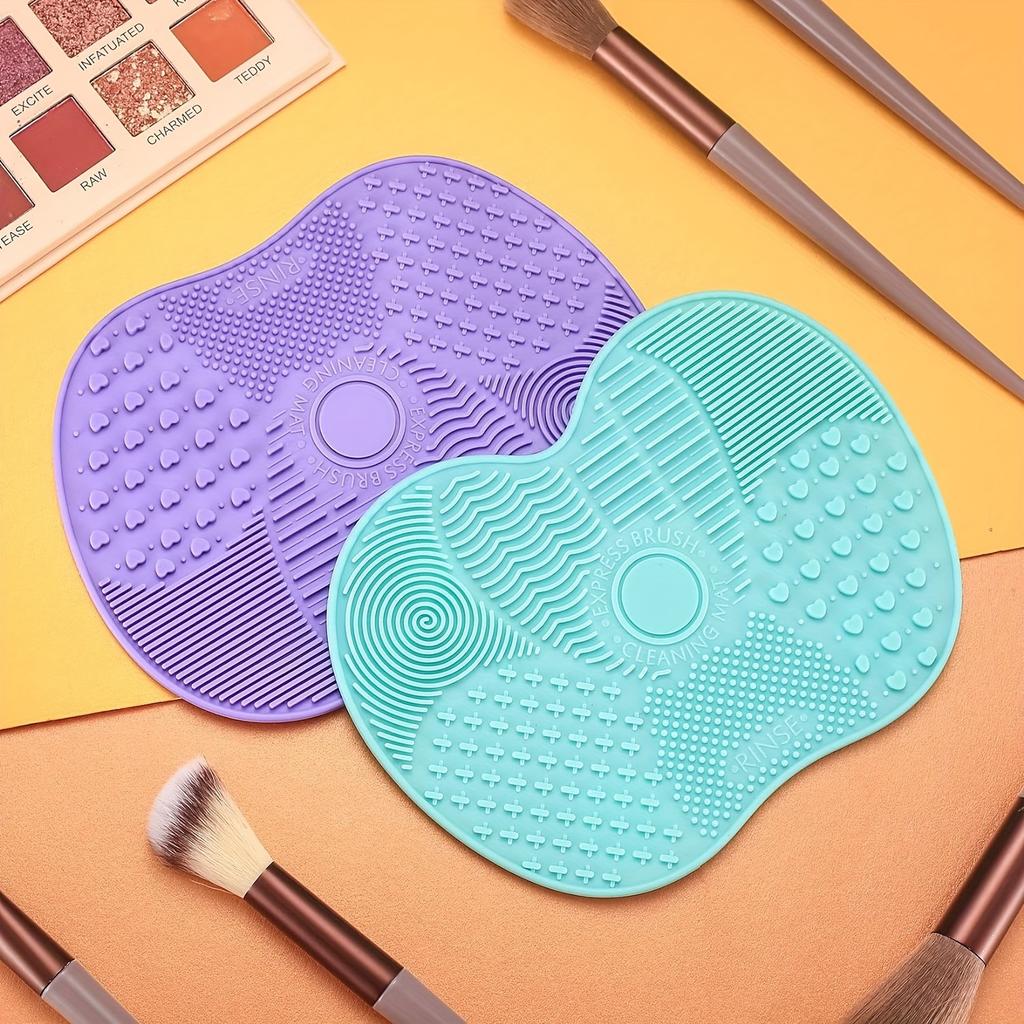 Multicolor Makeup Brush Cleaning Pads, Apple-Shaped Silicone Scrubbing Pads With Suction Cups, Formaldehyde-Free For Efficient C