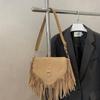 Yogodlns Lässige Koreanische Stil Quaste Umhängetasche Einfarbige PU-Leder Wildleder Handtasche Ethnischer Stil Bohème Stil Achseltaschen Reisen
