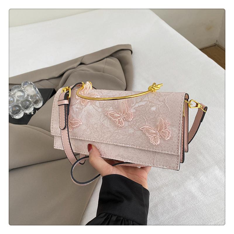 2025 Nuove Borse da Donna Mori Moda Ragazza Dolce Pizzo Fiocco Singola Spalla Manico Metallico Catena PU Borsa Quadrata Piccola alla Moda per Regali di Festa Femminili