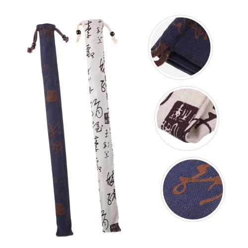 Abaodam Bamboo Flute Protective Bags, Set of 2, Cotton Linen with Drawstring, 39 X 5 X 0.5cm, Lightweight (Approx. 40g), Assorted Random Patterns, Was