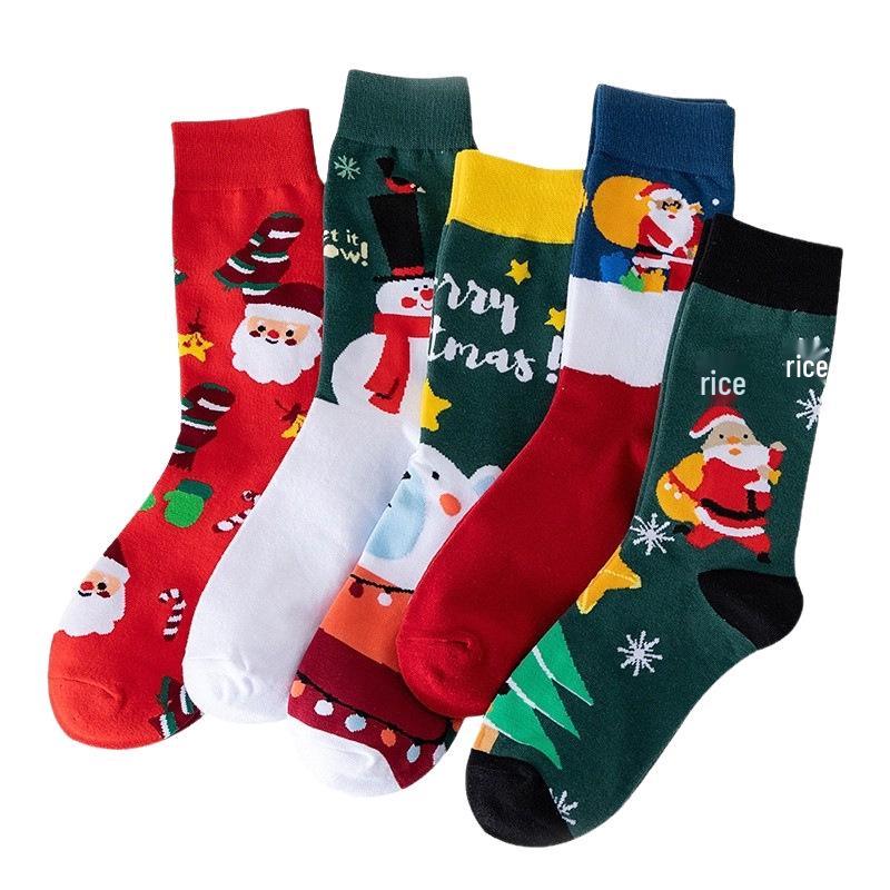 Trendy Christmas Mid-Calf Socks - Santa & Reindeer Festive Gifts for Autumn & Winter