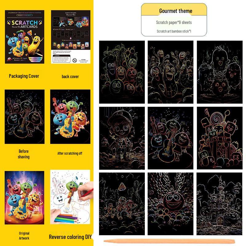 Children's Scratch Art Fun Creative DIY Doodle Painting Book - Perfect Gift for Kids