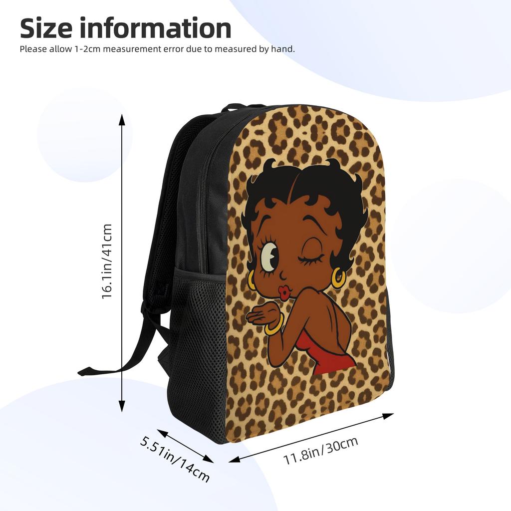 Black B-Betty Boops Backpack for Men Women Teenage High School Work Daypack Laptop Computer Canvas Bags with Pocket