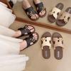 Flat bottom one word summer new retro versatile one pedal seaside slippers beach cool slippers