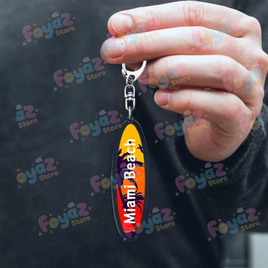 Fashion Surfboard Beach Keychains for Accessories Jewelry Miami Santa Monica San Diego Creative Keyrings Charm Friends Gifts