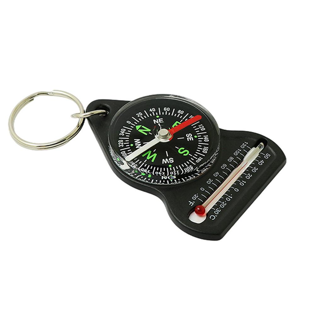 Camping Compass Mini Keychain Multifunction Thermometer Outdoor Climbing Temperature Tester Survival Guiding Compass Tool