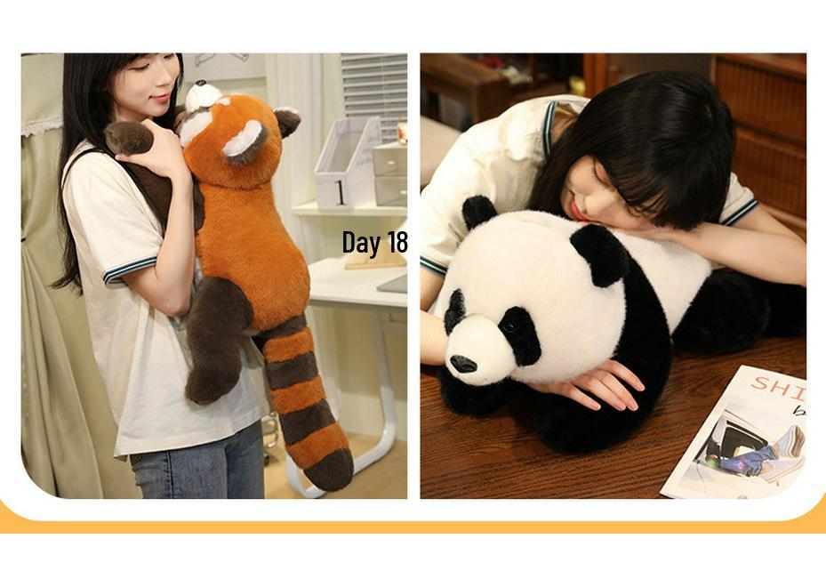 European Mink Velvet Panda Plush Toy - Cute Lying Panda Qizai Doll Figure