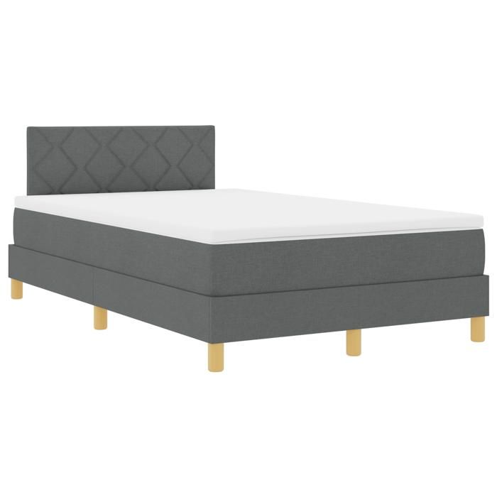 VidaXL Lit à ressorts indépendants avec matelas gris foncé 120x190 cm tissu 3338980