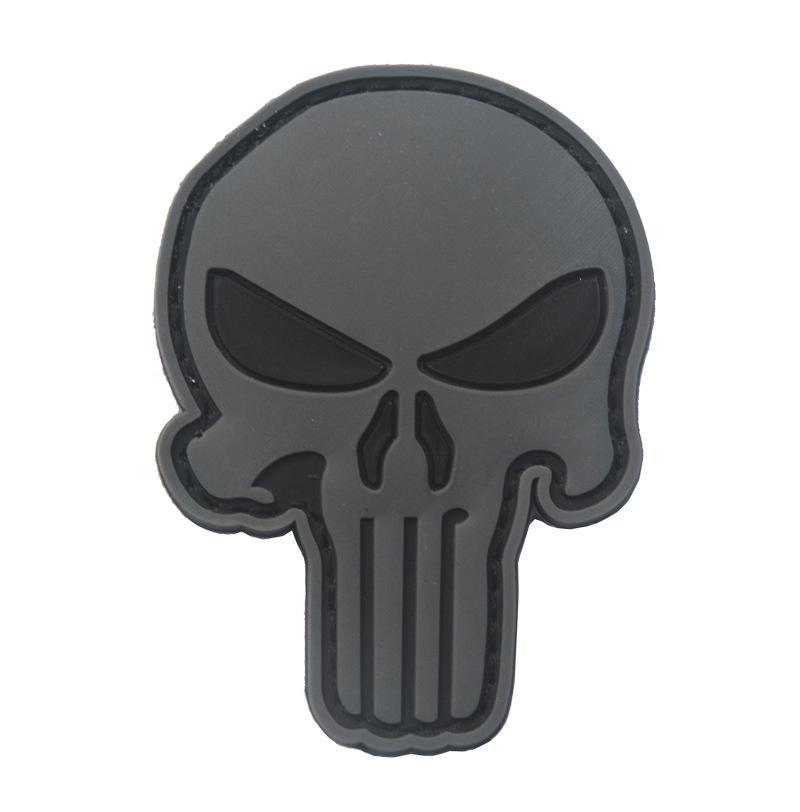3D PVC Punisher Skull Morale Velcro Patch for Tactical Backpack