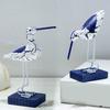 Wooden Seabird Figurine Ornament Desktop Decor with Stable Base Retro Distressed Blue White Coastal Style for Bedroom Living Room Study Gift Home