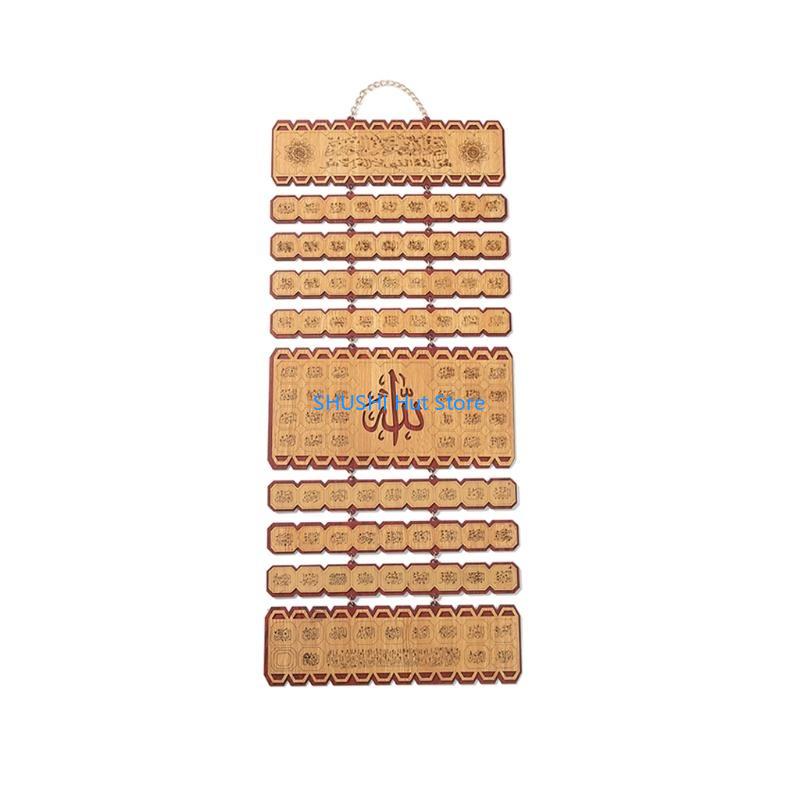 

Wooden Eid Mubarak Hanging Pendant Ramadan Carved Crafts for Arab Festival Blessing Supplies Home Living Room Decor D57B