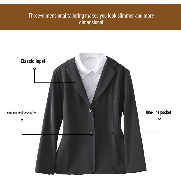 **Deep Gray Plus Size Women's Suit Jacket: Spring/Autumn Professional Formal Wear Set**