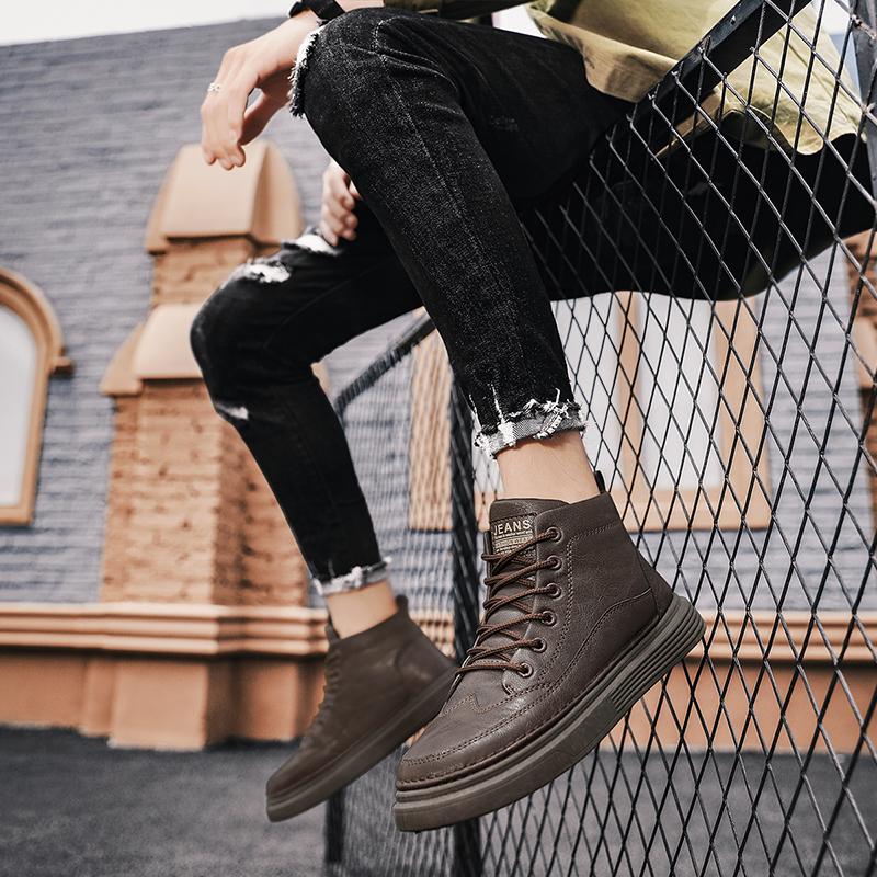 Модные осенние и зимние высокие кожаные туфли для студентов — фото 4