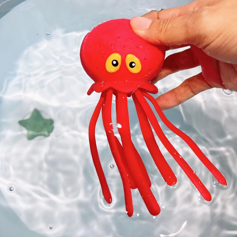 Baby Bath Toy Sponge Water Absorbing Octopus Squeezing Stress Relief Toy Water spray Octopus  Swimming Play Water Bathing Toy