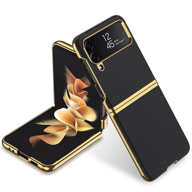 Samsung Galaxy Z Flip 4 5g Kılıf Kaplama 3d Yüzey Düz Deri Mat Sert Pc Anti-Fall Kılıf Galaxy Z Flip 4 5g Fundas için