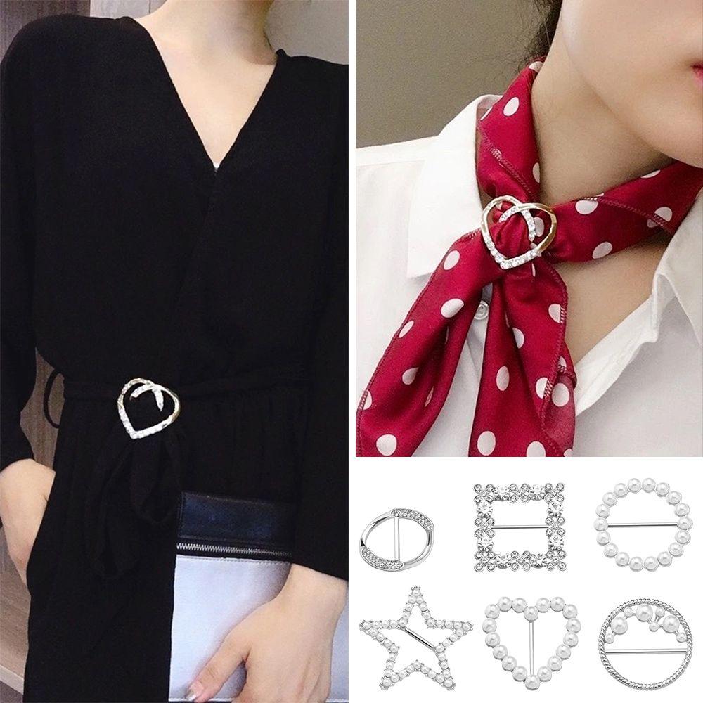 T-shirt Pearl Fixed Buckle Shirt Hem Decorative Buckle Silk Scarf Buckle Clothes Tighten Knotted Buckle Ring