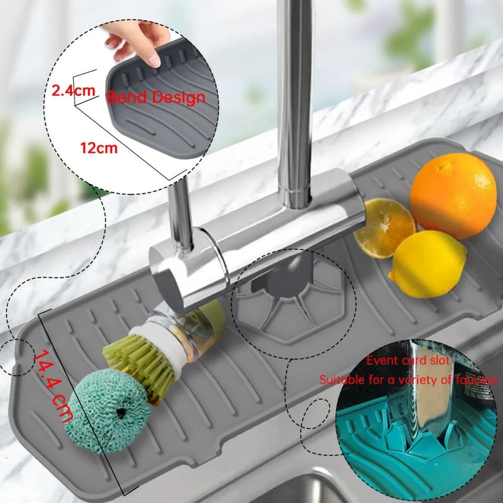 Kitchen Faucet Absorbent Mat Silicone Sink Splash Guard Water Draining Pad Countertop Protector Table Cushion Placemat Bathroom