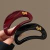 1pc Fashion French Sweet Temperament Acrylic Large Shark Clip, Hollow Oval Hair Claw for Women, Versatile Hair Accessory for Daily Wear