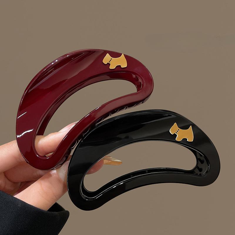 1pc Fashion French Sweet Temperament Acrylic Large Shark Clip, Hollow Oval Hair Claw for Women, Versatile Hair Accessory for Daily Wear