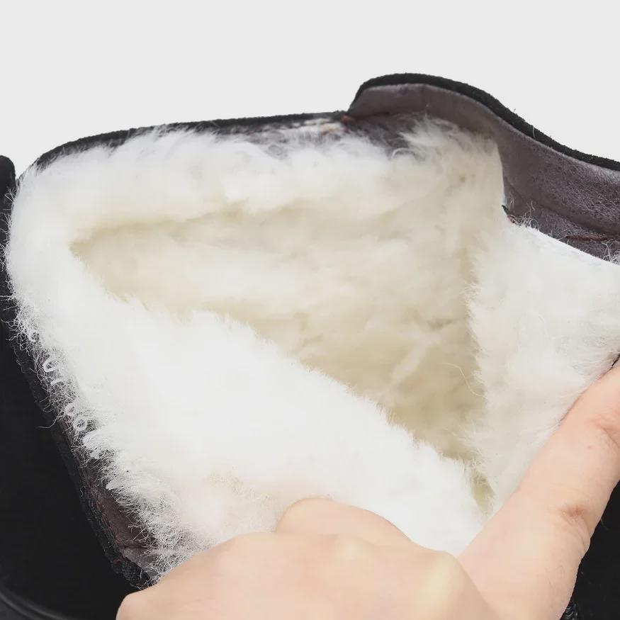 Men's High Top Winter Nubuck Leather Boots – Wool-Lined, Warm, Casual, Genuine Leather