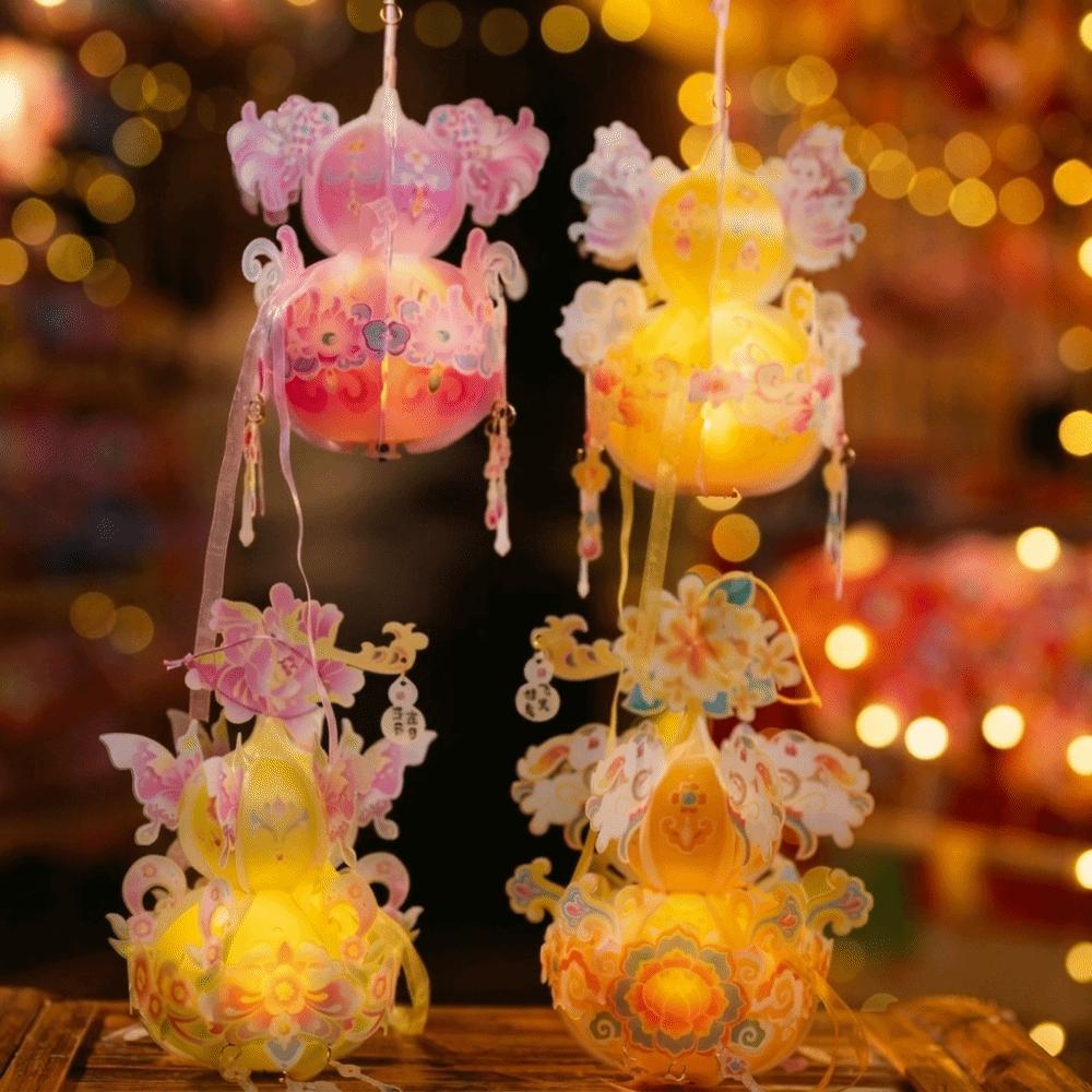 Handmade Handheld Gourd Lantern PVC Mid-Autumn Lantern Children Light Antique Lantern Kindergarten