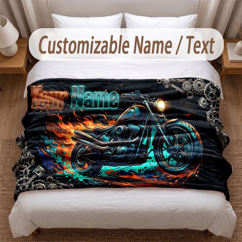 Motocyklové Biker Téma Měkkádeka Personalizovaný Vlastní Jméno Textový Tisk Tepládeka Domácí Pohovka Ložnice Dekorace